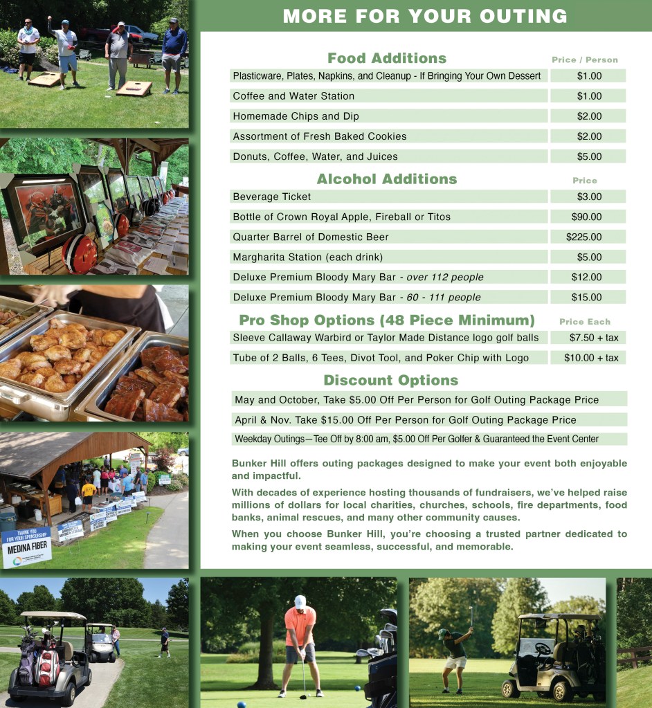 2026 Golf Outing Prices